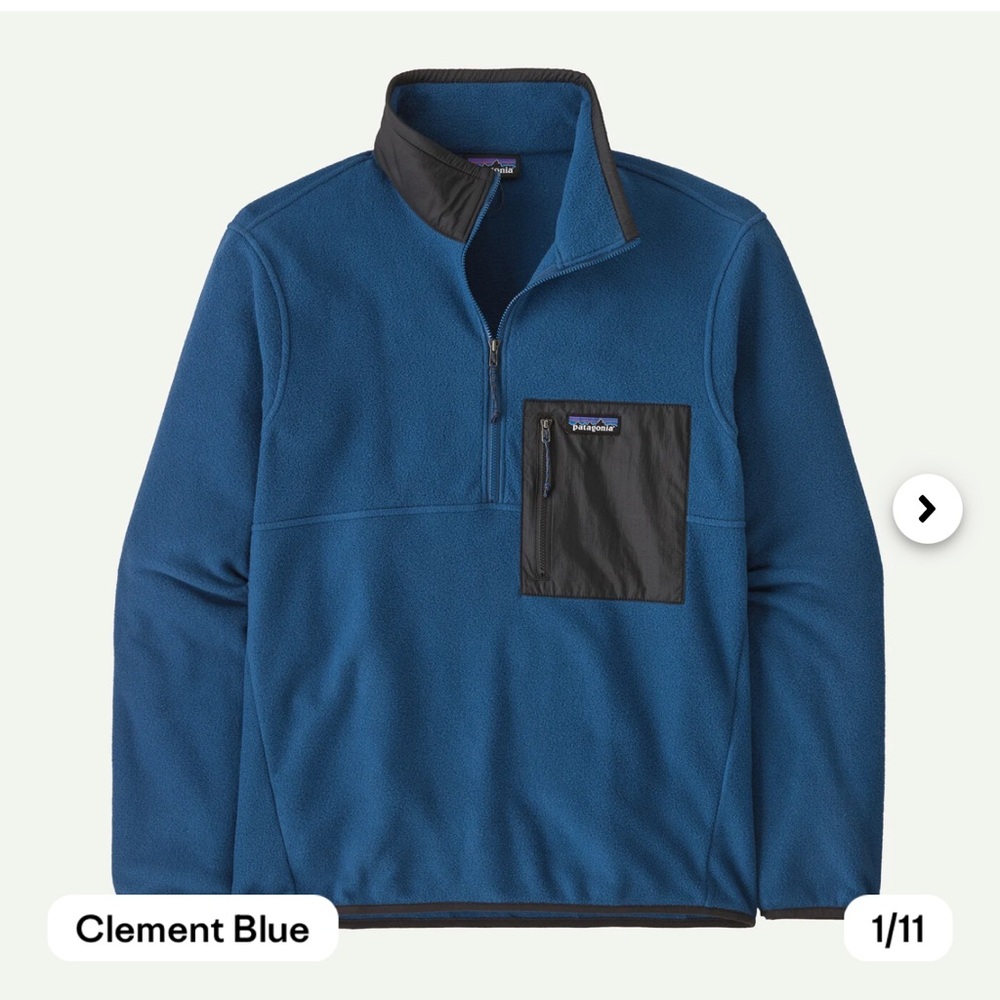 Patagonia Men’s Microdini 1/2 Zip Fleece Pullover Blue